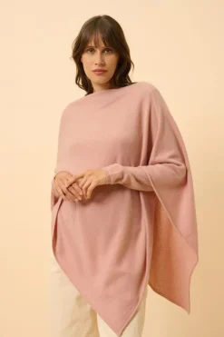 MEREDITH poncho col bateau bois de rose