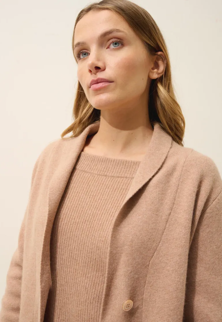 MILA veste col châle camel chiné