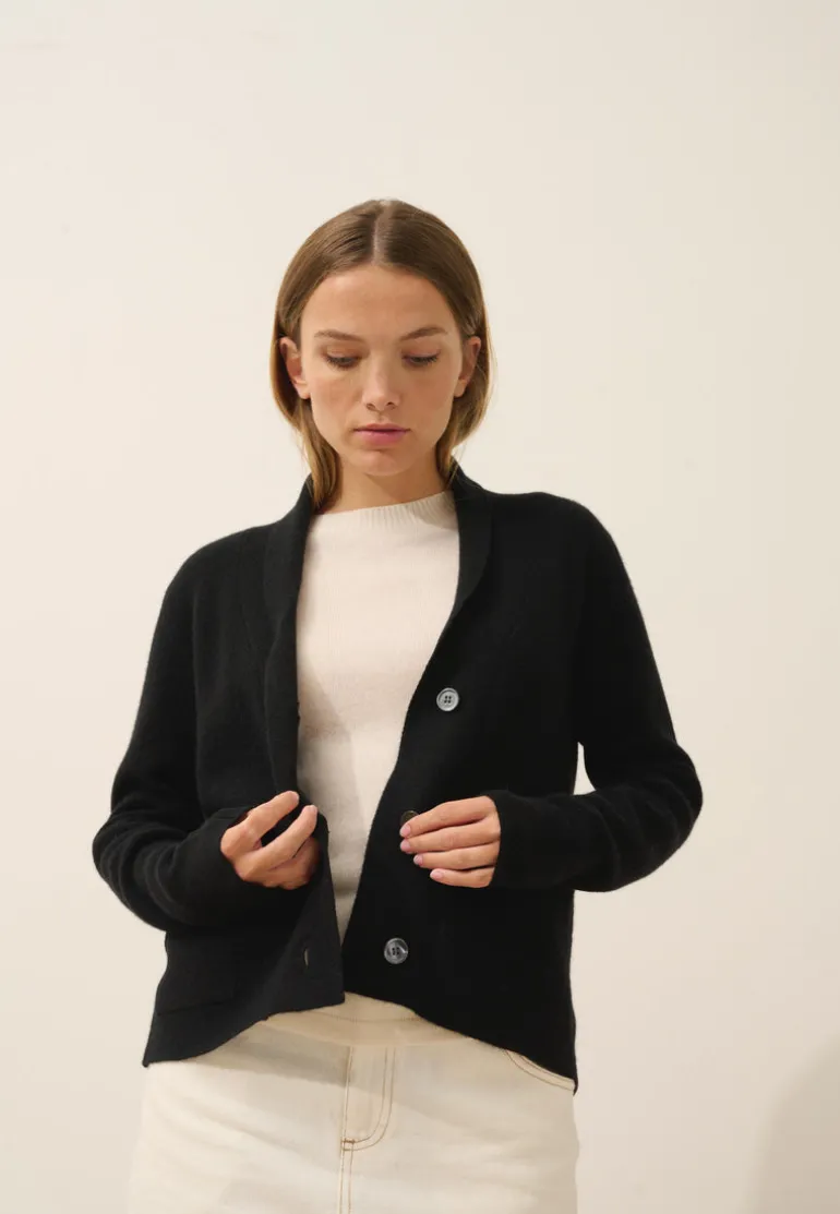MILA veste col châle noir