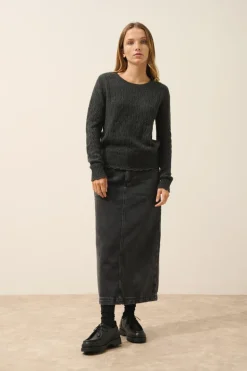 NADIA pull col rond carbone chiné