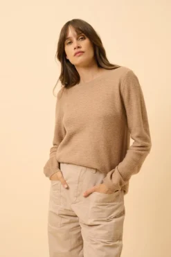NETHY pull col bateau camel chiné