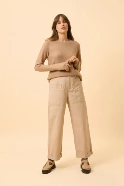 NETHY pull col bateau camel chiné