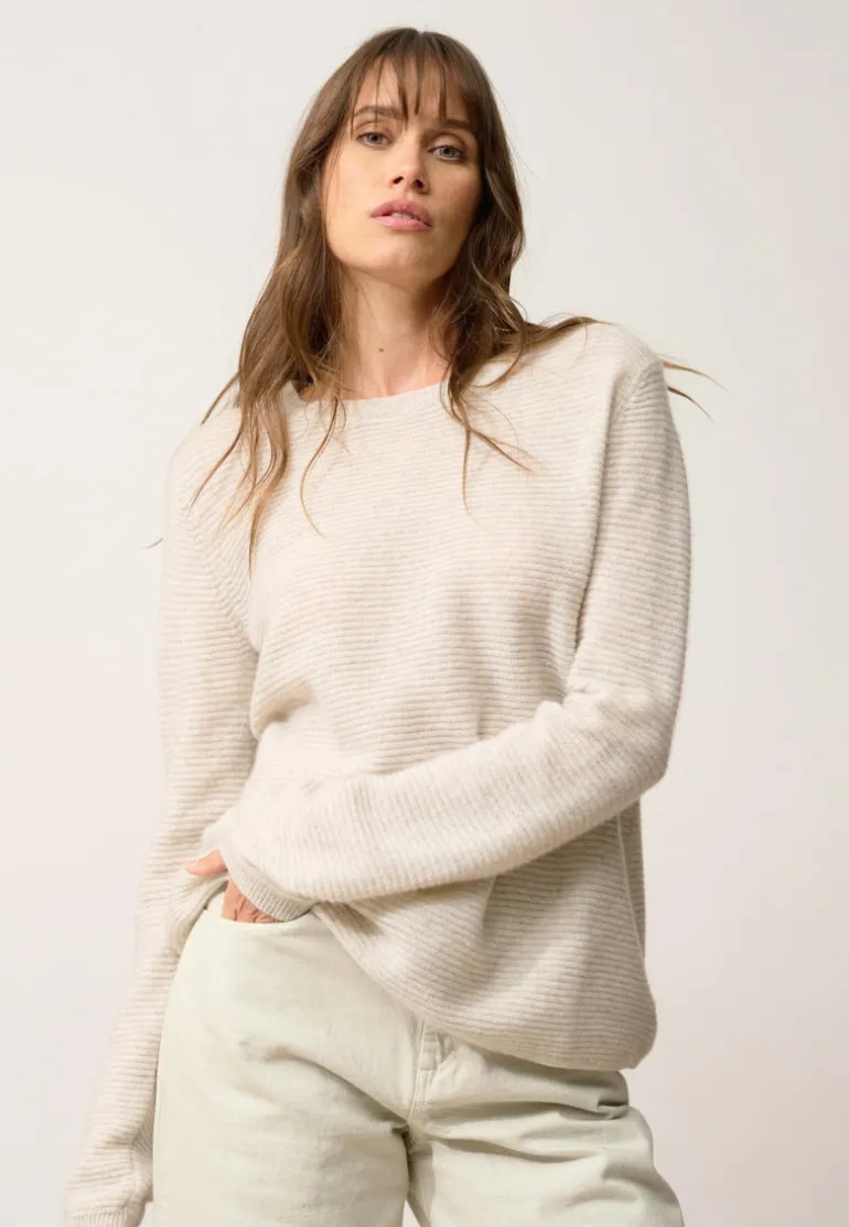 NETHY pull col bateau gris perle chiné