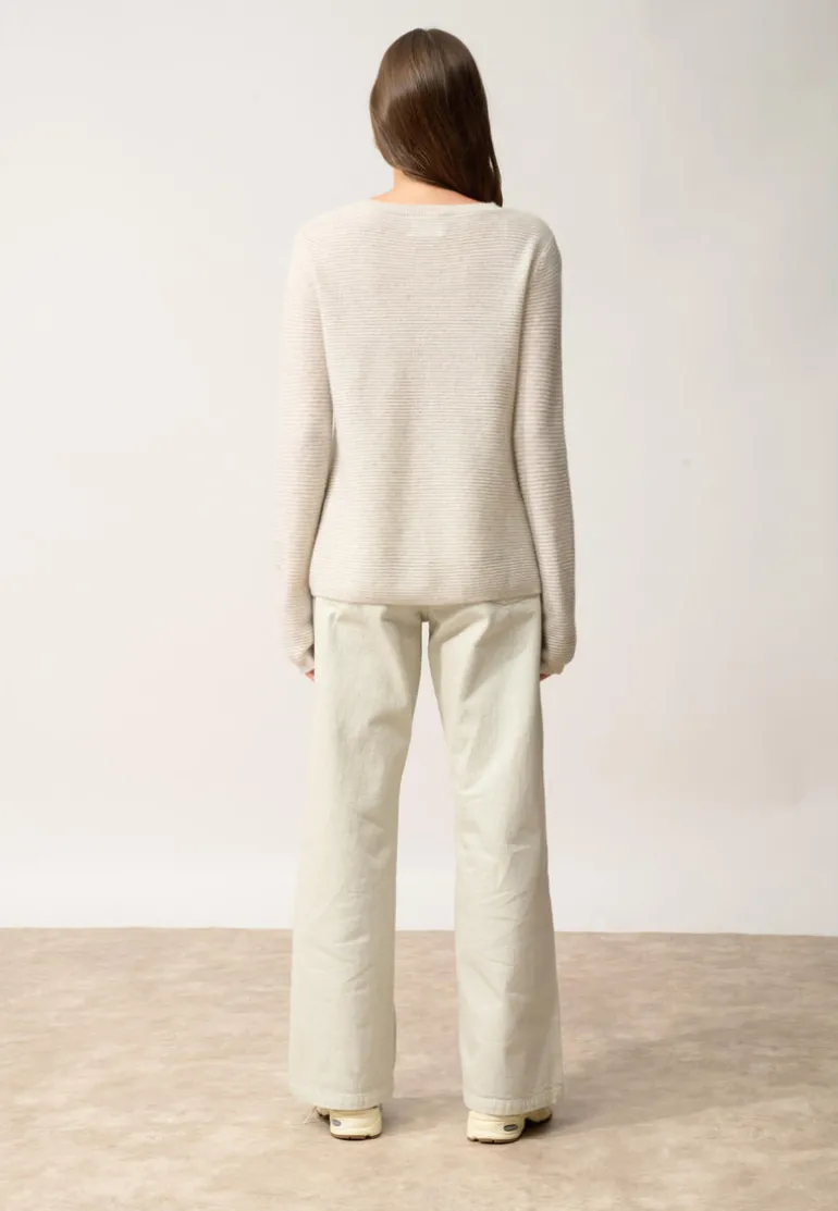 NETHY pull col bateau gris perle chiné