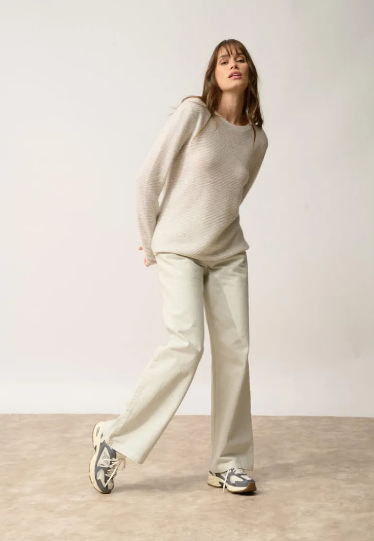 NETHY pull col bateau gris perle chiné