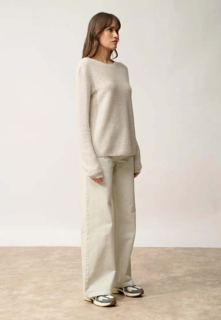 NETHY pull col bateau gris perle chiné