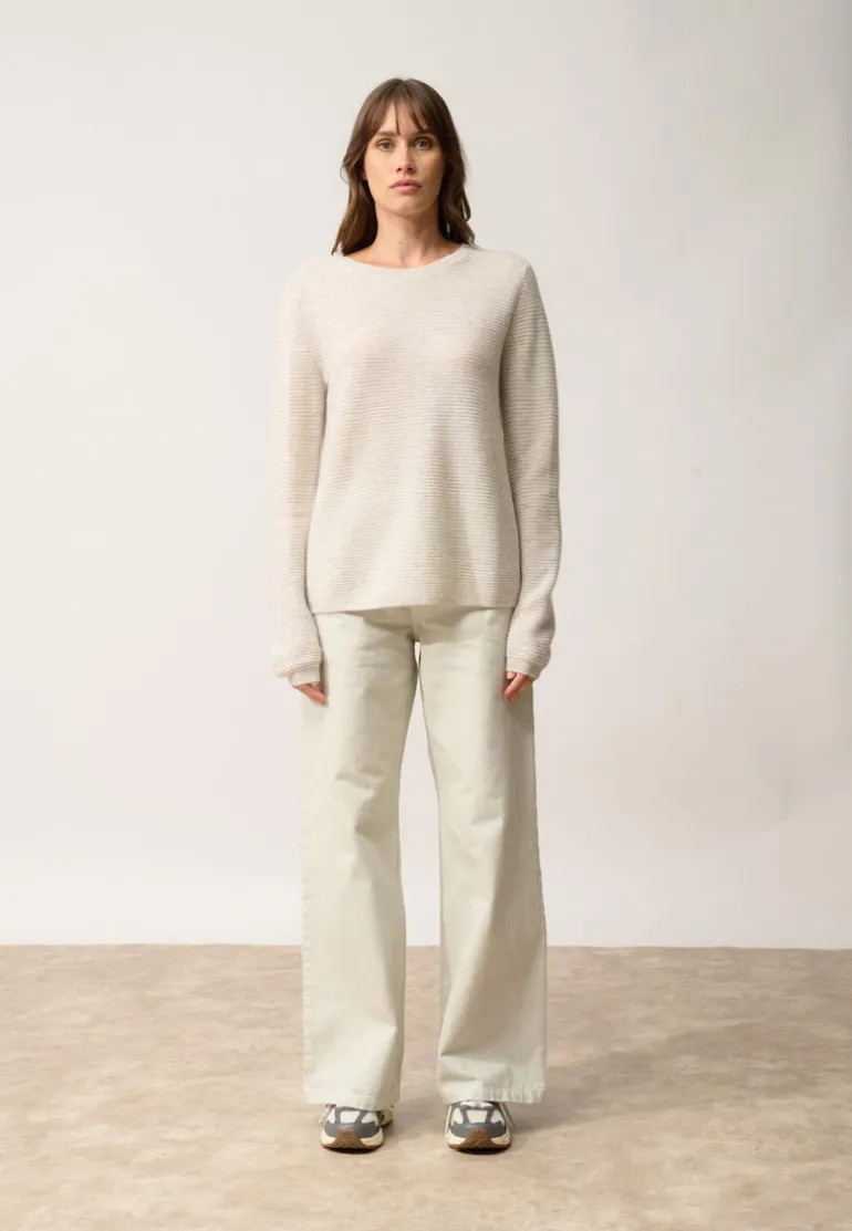 NETHY pull col bateau gris perle chiné