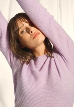 NETHY pull col bateau mauve chiné