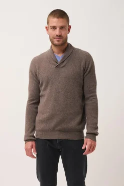 NINA pull col châle taupe chiné