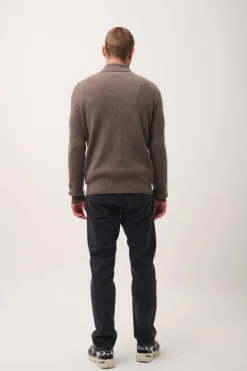 NINA pull col châle taupe chiné