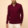 NOAH pull col polo ouvert bordeaux