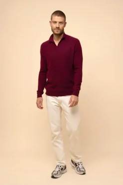 NOAH pull col polo ouvert bordeaux