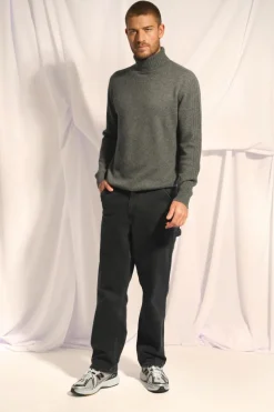 NOI pull col roulé anthracite chiné
