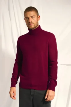 NOI pull col roulé bordeaux