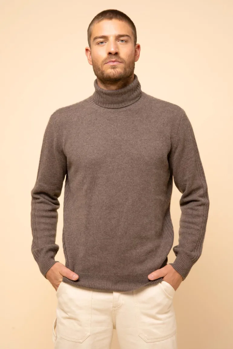 NOI pull col roulé taupe chiné