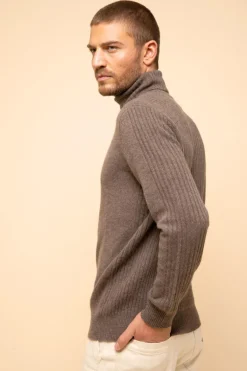 NOI pull col roulé taupe chiné