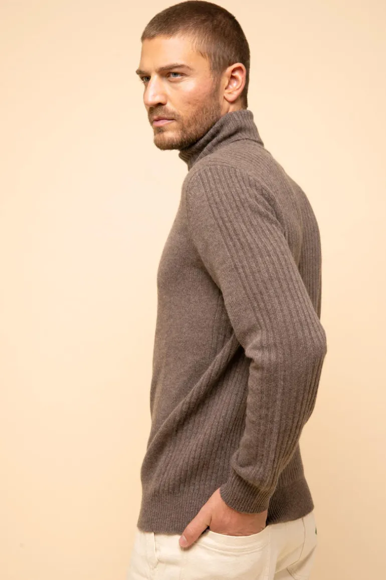 NOI pull col roulé taupe chiné