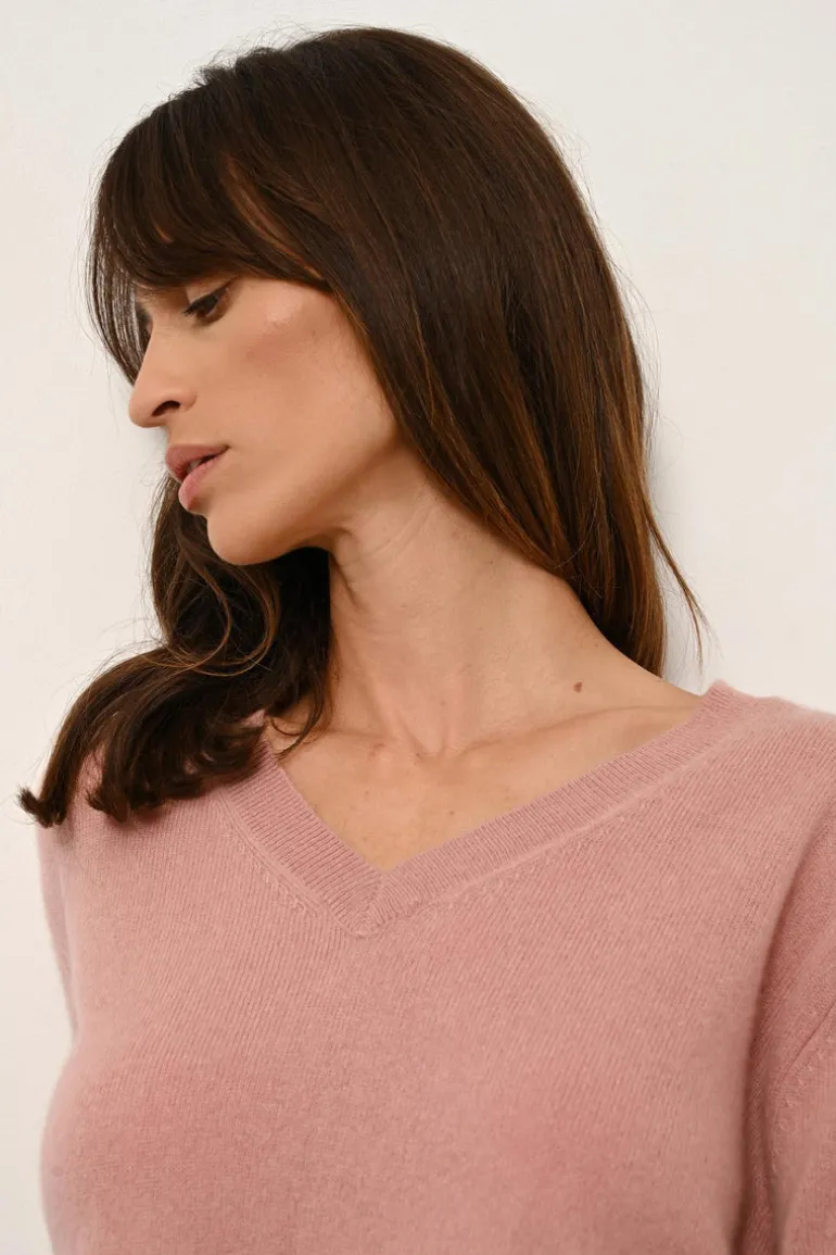 NORA pull col v bois de rose