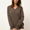 NORA pull col v taupe chiné