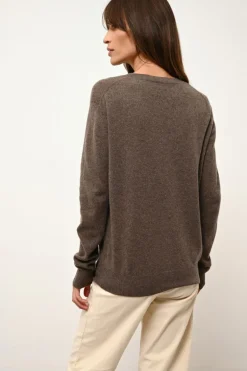 NORA pull col v taupe chiné