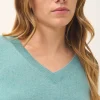 NORA pull col v vert chiné
