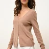 NORMA cardigan col v camel chiné