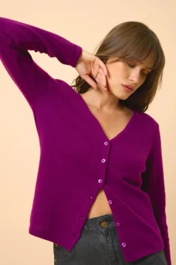 NORMA cardigan col v prune