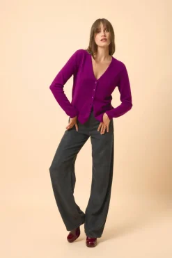 NORMA cardigan col v prune