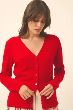 NORMA cardigan col v rouge