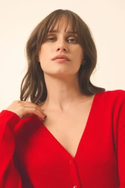 NORMA cardigan col v rouge