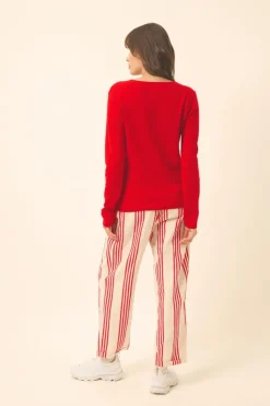 NORMA cardigan col v rouge