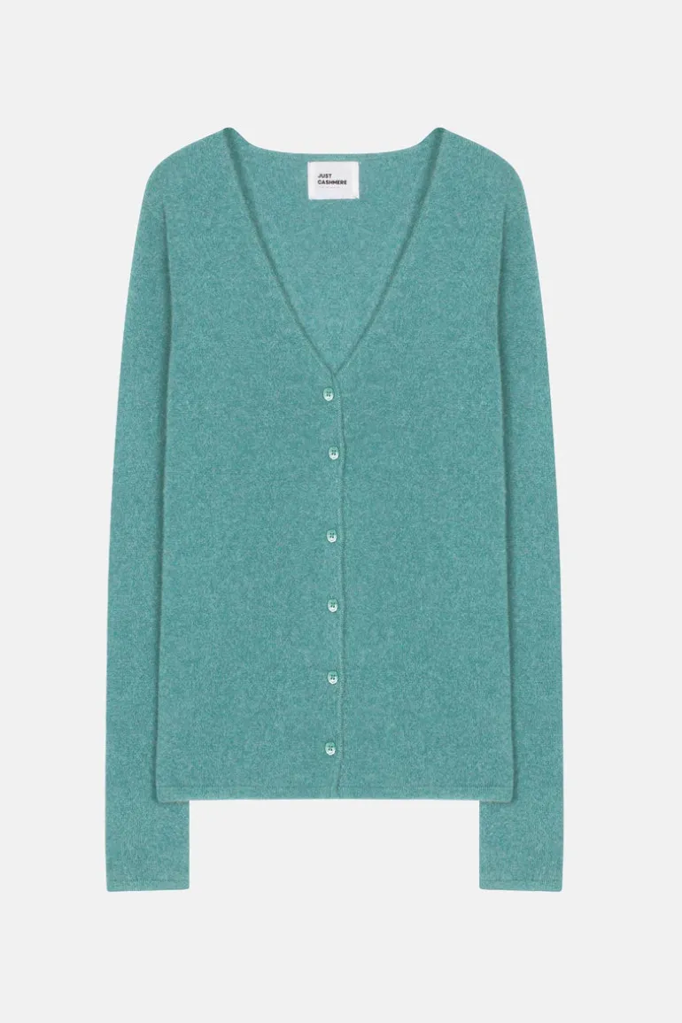 NORMA cardigan col v vert chiné