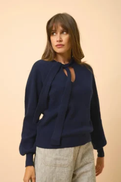 NOTY pull col lavallière navy