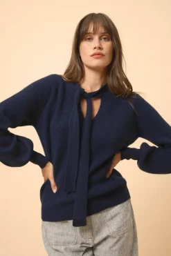 NOTY pull col lavallière navy