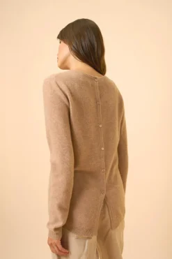 OLENA pull col rond camel chiné