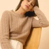 OLIVIA pull col rond camel chiné
