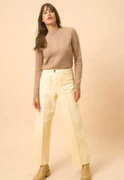 OLIVIA pull col rond camel chiné