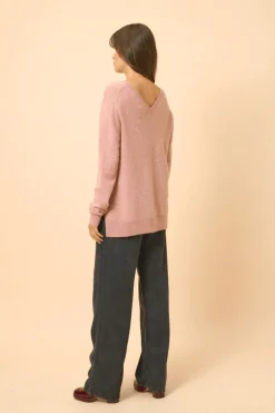 OPAL pull col v bois de rose