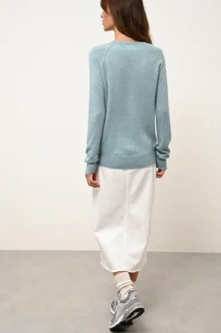 PHOEBE pull col v aqua chiné