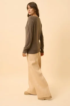 PHOEBE pull col v taupe chiné