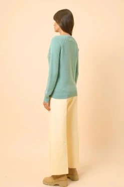 PHOEBE pull col v vert chiné