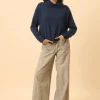 PIURA pull col claudine bleu nuit chiné