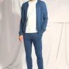 POLNOON gilet col mao ocean chiné