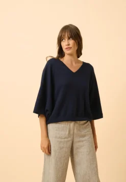 POLO pull col v navy