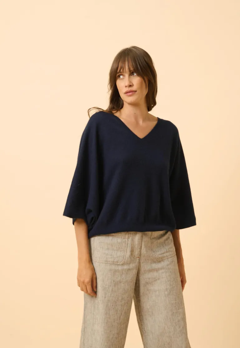 POLO pull col v navy