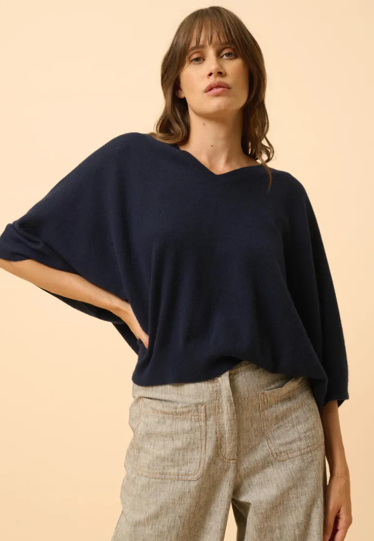 POLO pull col v navy