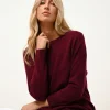 REBECCA pull col rond bordeaux