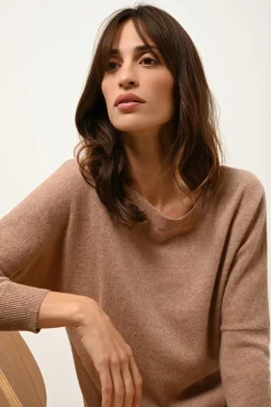 REBECCA pull col rond camel chiné
