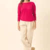 REBECCA pull col rond fuchsia