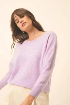REBECCA pull col rond mauve chiné